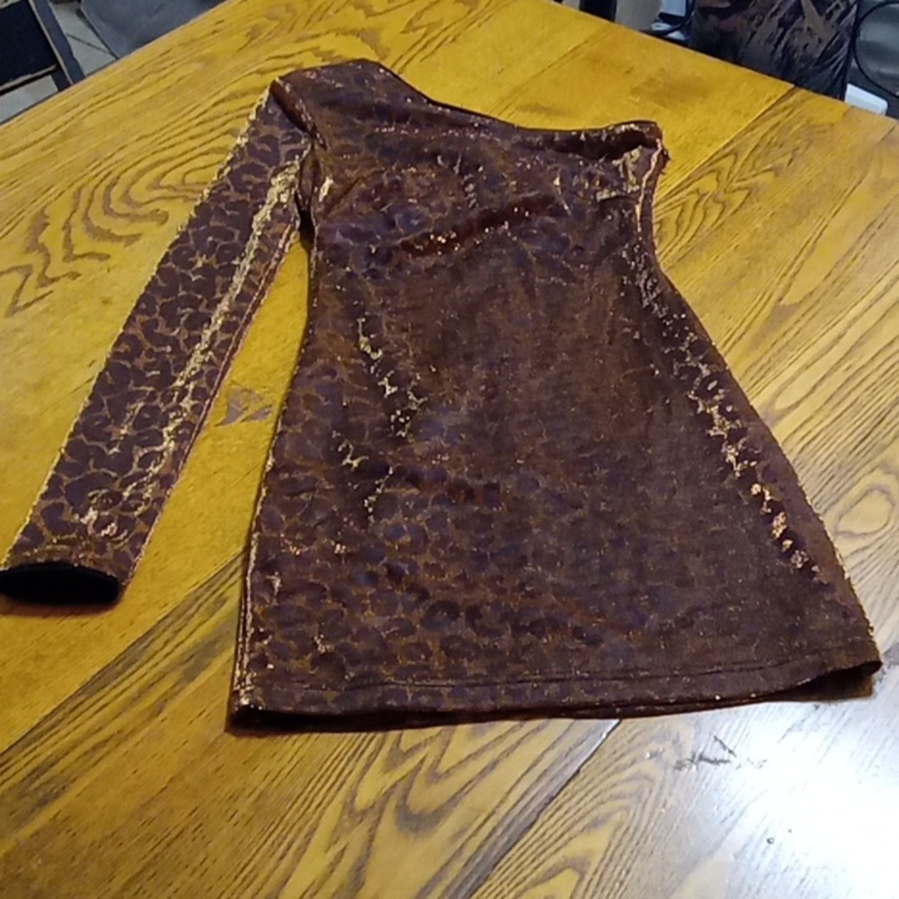 DRESS THE POPULATION Womens XS EXTRA SMALL Animal Print NEW Party One Shoulder